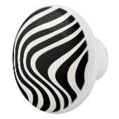 Die Wellen im Retrostil Schwarz-Weiß Keramikknauf (Rechts)