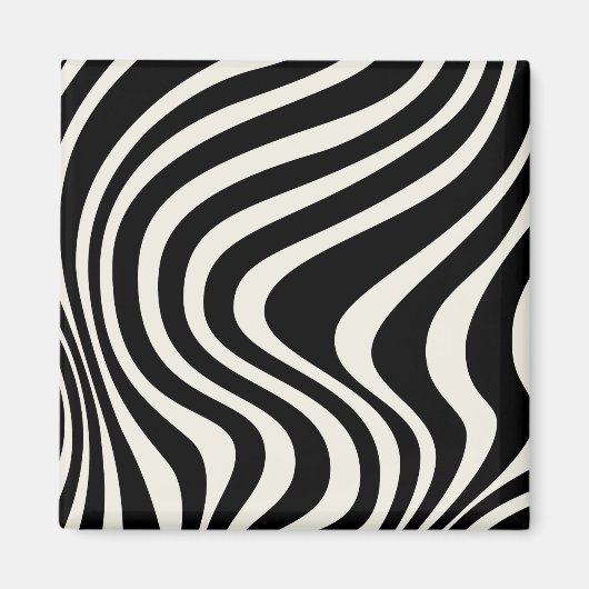 Die Wellen im Retrostil Schwarz-Weiß Magnet (Vorne)