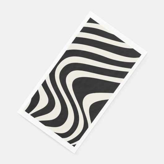 Die Wellen im Retrostil Schwarz-Weiß Serviette (Ecke)