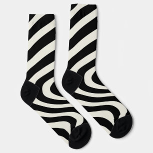 Die Wellen im Retrostil Schwarz-Weiß Socken