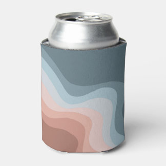 Die Wellen im Retrostil sind blau und rosa Dosenkühler