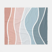 Die Wellen im Retrostil sind blau und rosa. Fleecedecke (Vorderseite (Horizontal))