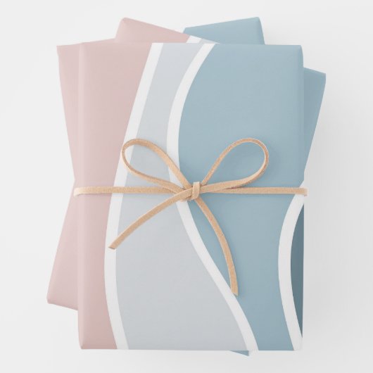Die Wellen im Retrostil sind blau und rosa. Geschenkpapier Set (Beispiel)
