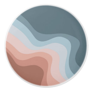 Die Wellen im Retrostil sind blau und rosa Keramikknauf