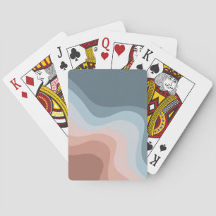 Die Wellen im Retrostil sind blau und rosa Spielkarten