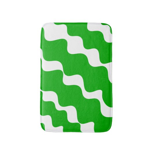 Die Wellenmuster Grün/Weiß Badematte (Vorderseite Vertikal)