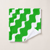 Die Wellenmuster Grün/Weiß Badhandtuch Set (Waschlappen)