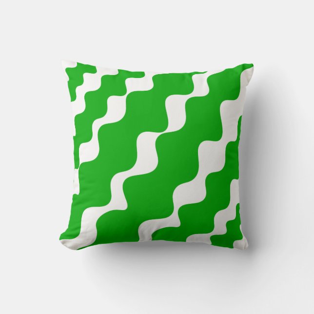 Die Wellenmuster Grün/Weiß Kissen (Vorderseite)