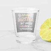 Die Welt anders als das Bewusstsein für Autismus Schnapsglas (Rückseite)