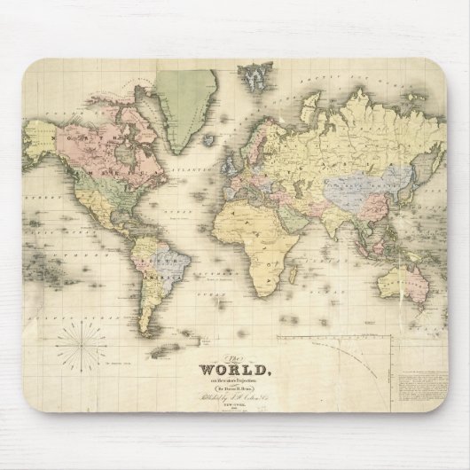 Die Welt auf Mercators Projektion | 1840 Mousepad (Vorne)