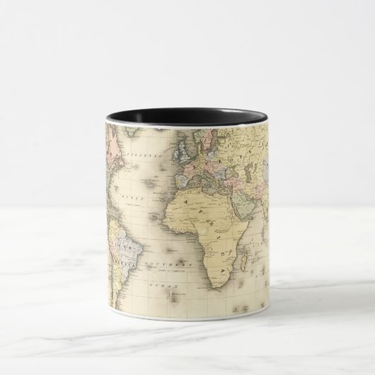 Die Welt auf Mercators Projektion | 1840 Tasse (Zentrum)