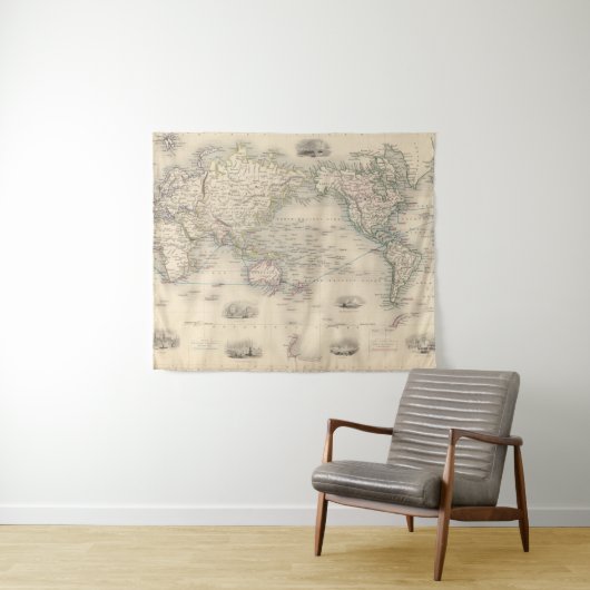 Die Welt auf Mercators Projektion Wandteppich (Beispiel (Horizontal))