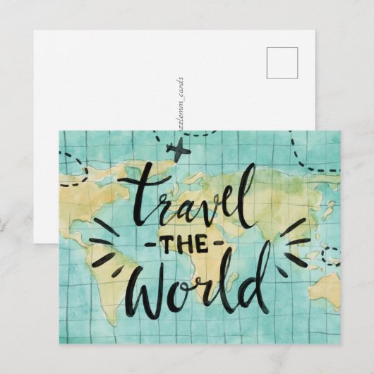 Die Welt bereisen Postkarte (Vorne/Hinten)