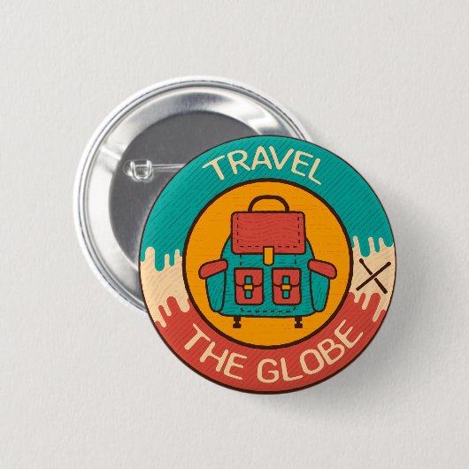 Die Welt bereisen | Rückpackung | Backpacker Button (Vorne & Hinten)