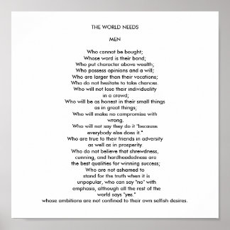 DIE WELT BRAUCHT MÄNNER POSTER