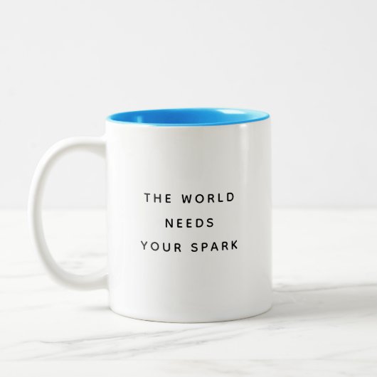 Die Welt braucht typografische moderne Zwei-Ton-Ta Zweifarbige Tasse (Links)