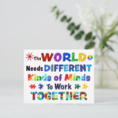 Die Welt braucht verschiedene Arten von Minds Postkarte (Stehend Vorderseite)