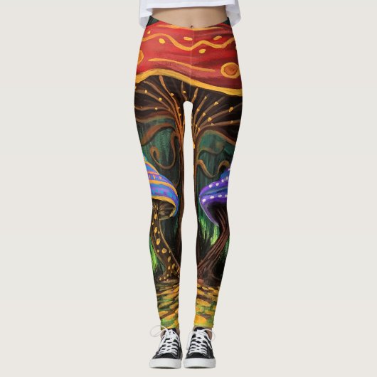 Die Welt der Pilze Leggings (Vorderseite)