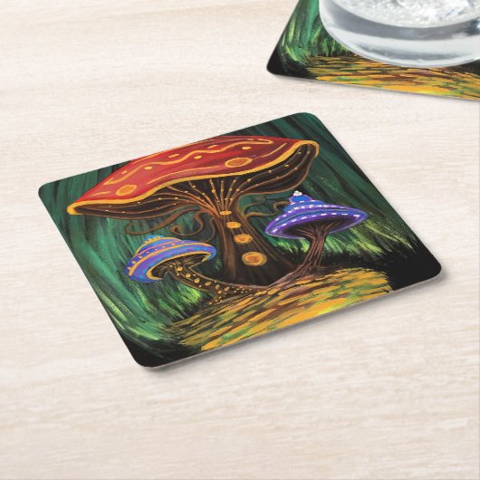 Die Welt der Pilze Rechteckiger Pappuntersetzer (angewinkelt)