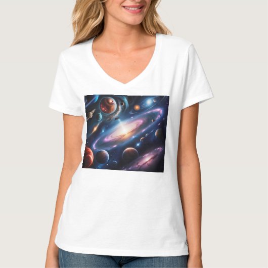 Die Welt der Planeten und Sterne T-Shirt (Vorderseite)