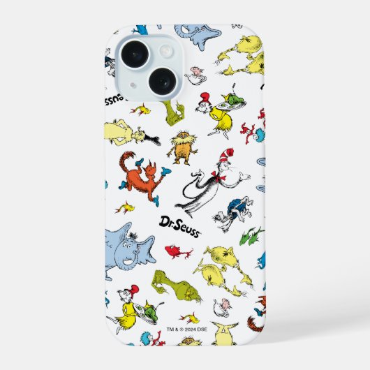 Die Welt des Dr. Seuss-Musters iPhone 15 Hülle (Rückseite)