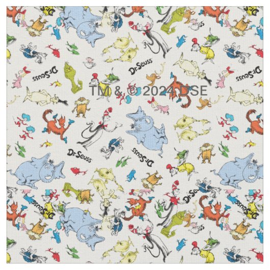 Die Welt des Dr. Seuss-Musters Stoff (Nahaufnahme)