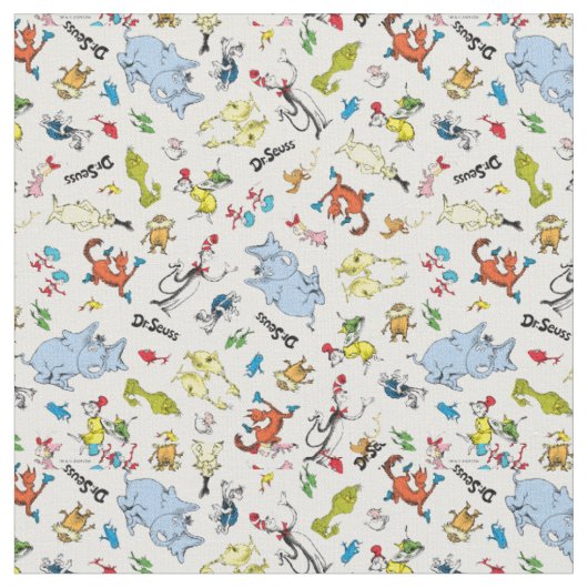 Die Welt des Dr. Seuss-Musters Stoff (Nahaufnahme)
