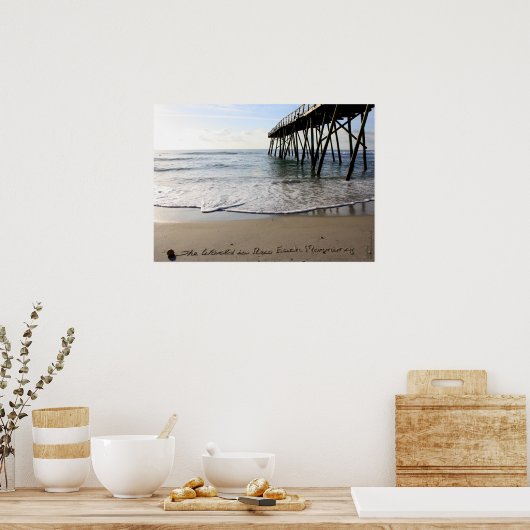 Die Welt des Strandschreibens ist jeden Morgen neu Poster (Küche)