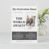 Die Welt erwartet das Foto des Zeitungs-Abschlusse Einladung (Stehend Vorderseite)