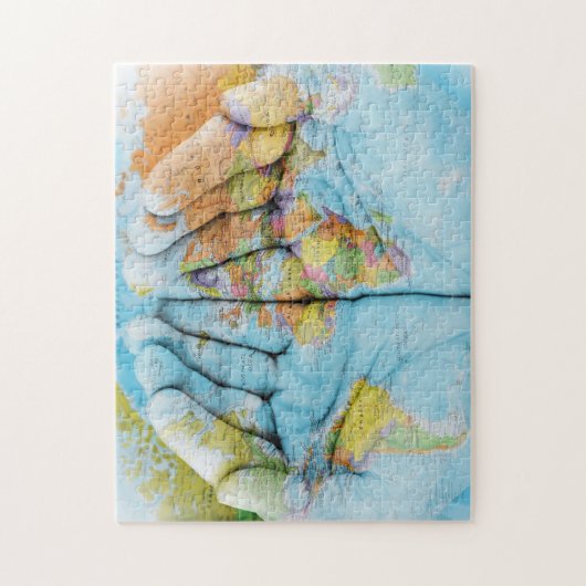Die Welt im Rätsel der Hände Puzzle (Vertikal)