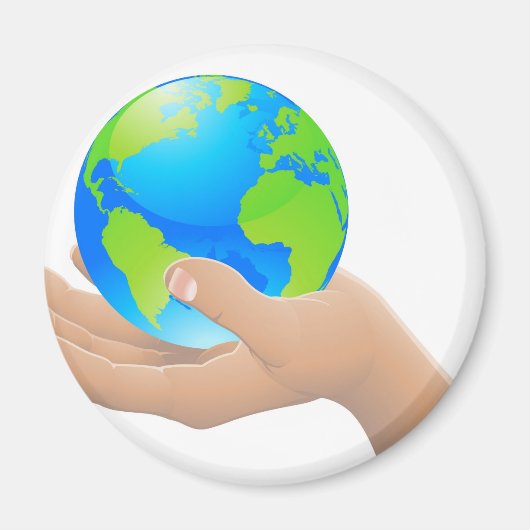 Die Welt in Ihrem Handkonzept Magnet (Vorne)