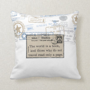 "Die Welt ist ein Buch" Vintage-Reisewurfkissen Kissen