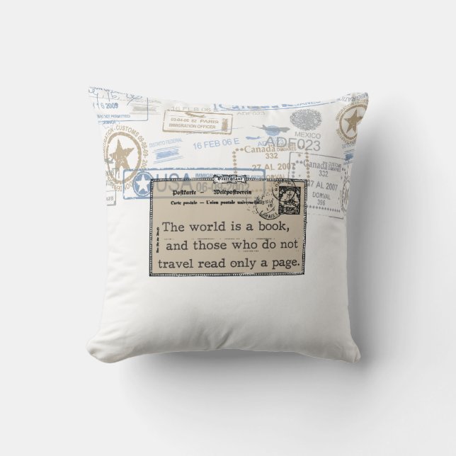 "Die Welt ist ein Buch-" Vintages Kissen (Vorderseite)