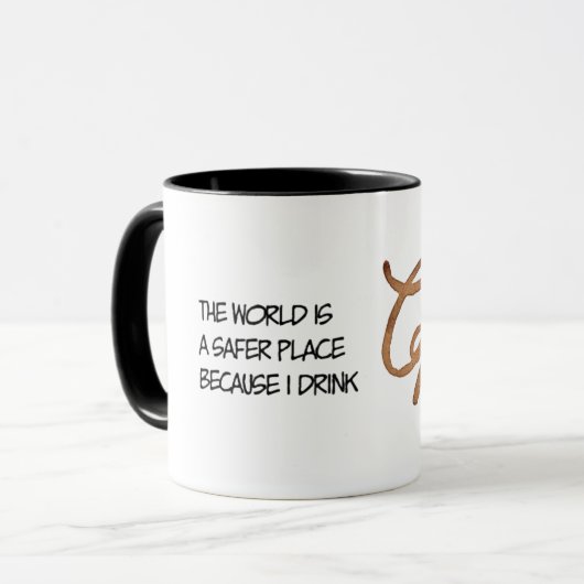 Die Welt ist ein sichererer Ort, lustig Tasse (Vorderseite Links)