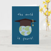 Die Welt ist Ihr Graduiertenstudium auf der Erde Karte (Gelbe Blume)