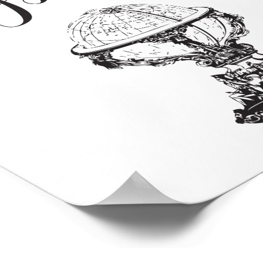 Die Welt ist Ihre Austernwelt Schwarz-Weiß-Welt Poster (Ecke)