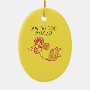 Die Welt mit Jubliant Angel Kontur Red Keramik Ornament