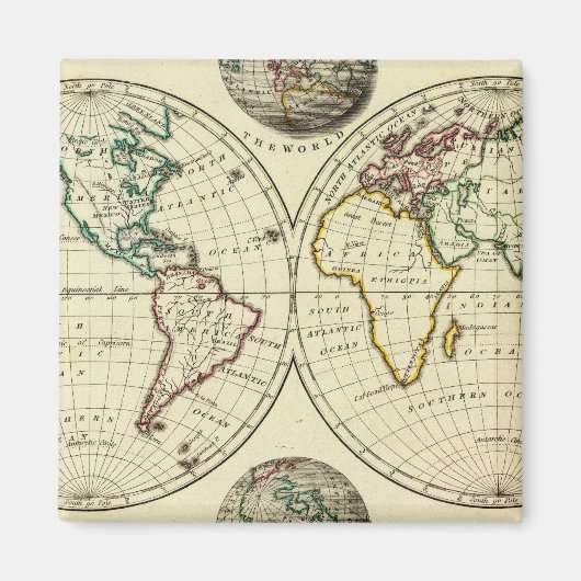 Die Welt mit kontinentalen Grenzen Magnet (Vorne)