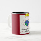 Die Welt mit Liebe duschen Zweifarbige Tasse (Vorderseite Links)
