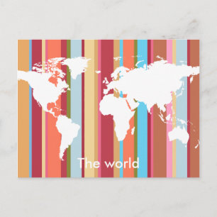 die Welt mit vertikalen Farbstreifen Postkarte