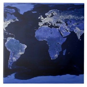 Die Welt nachts - Karte, Raum Fliese