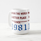 Die Welt seit der Tasse von 1981 zu einem besseren (Vorderseite Links)