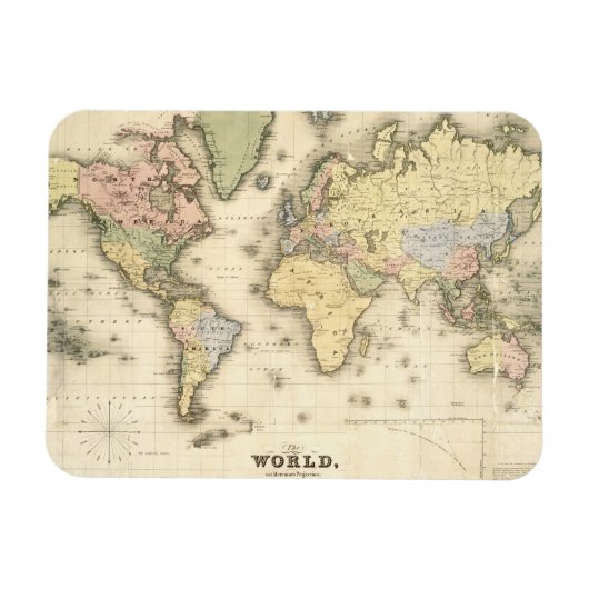 Die Welt über die Projektion von Mercator | 1840 Magnet (Horizontal)
