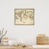 Die Welt über die Projektion von Mercator | 1840 Poster (Küche)