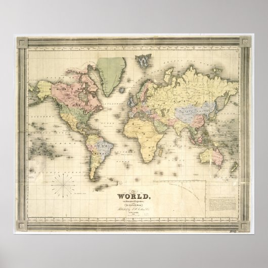 Die Welt über die Projektion von Mercator | 1840 Poster (Vorne)