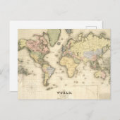 Die Welt über die Projektion von Mercator | 1840 Postkarte (Vorne/Hinten)
