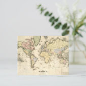 Die Welt über die Projektion von Mercator | 1840 Postkarte (Stehend Vorderseite)
