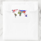 Die Welt unter Flaggen Quadratischer Aufkleber (Tasche)