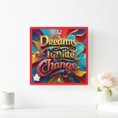 "Die Welt verändern" Quadratische Wanduhr (Zuhause)