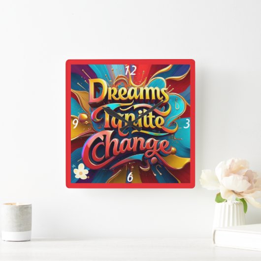 "Die Welt verändern" Quadratische Wanduhr (Zuhause)